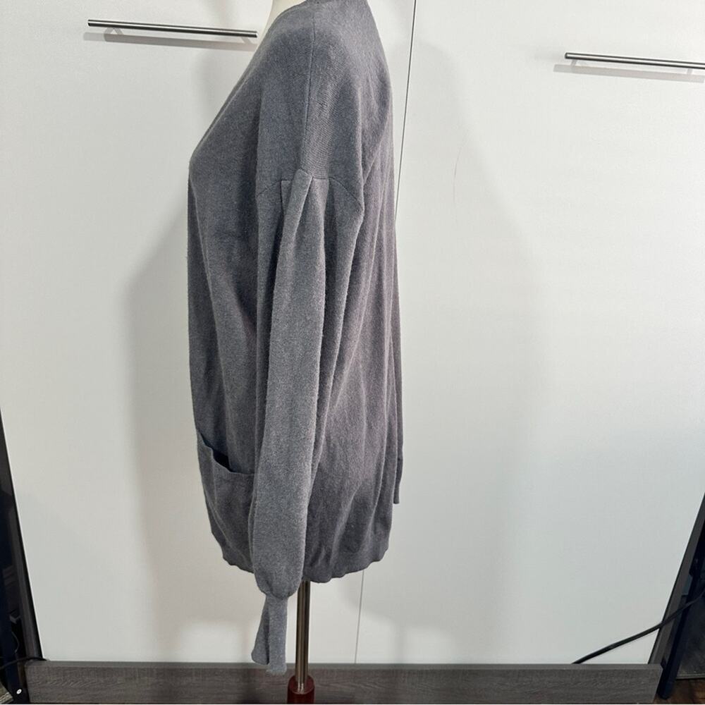 Hinge Gray Balloon Sleeve Open Front Cardigan Sweater Size M - Picture 6 of 11